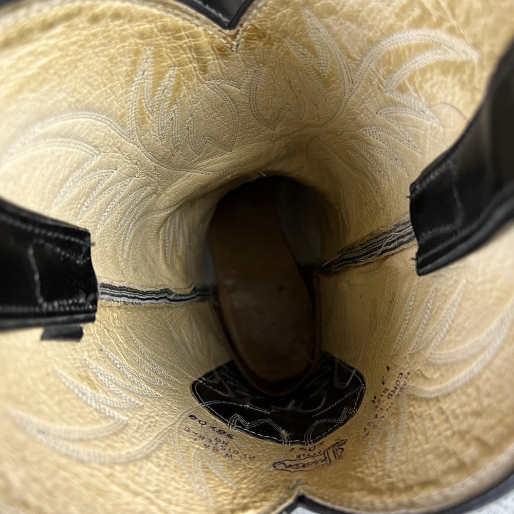 Justin Boots 2041 Mens 13 A Boot Black Leather Mid Calf Embroidered Western Boot - Picture 10 of 11